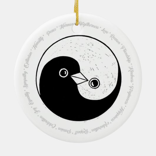 B/Wの陰陽のハト派議員の陶磁器の装飾 セラミックオーナメント (裏面)