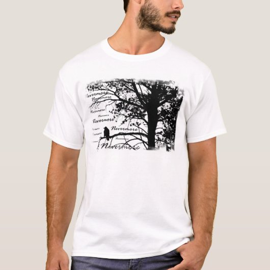 B&WはNevermoreシルエットをあさり歩きます Tシャツ (正面)