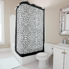 B&Wアニマルプリントシェルパブランケット シャワーカーテン