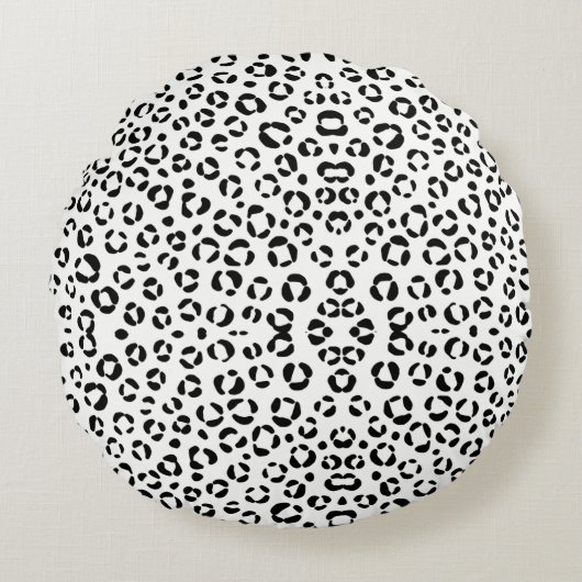 B&Wアニマルプリントシェルパブランケット ラウンドクッション (正面)