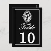 B&Wアンティーク華美シルエット新郎新婦テーブル ポストカード (正面/裏面)