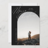 B&Wアーチフォトスクリプトタイポグラフィシンプルクリスマス シーズンカード (正面)