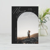 B&Wアーチフォトスクリプトタイポグラフィシンプルクリスマス シーズンカード (スタンド正面)