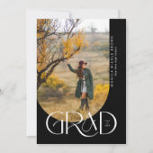 B&Wアーチミニマルモダンリストフォト卒業パーティー 招待状 (正面)