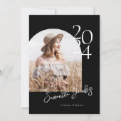 B&Wアーチミニマルモダンリストフォト卒業パーティー 招待状 (正面)