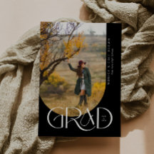 B&Wアーチミニマルモダンリストフォト卒業パーティー