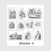 B&Wイラストアリスワンダーランドでの冒険 シール (シート)