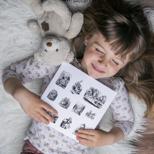 B&Wイラストアリスワンダーランドでの冒険 シール