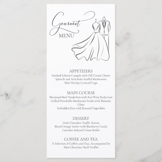 B&Wエレガント Tux & Dressのグルメメ結婚ニュー メニュー (正面)