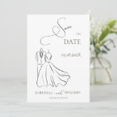 B&Wエレガント Tux & Dress Save the Date 結婚's 招待状 (スタンド正面)