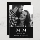 B/Wカップル写真ブラックホリデーカード シーズンカード (正面/裏面)