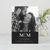 B/Wカップル写真ブラックホリデーカード シーズンカード (スタンド正面)