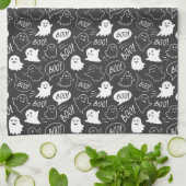 B&Wキュートドールハロウィーンパターン キッチンタオル (折り畳み)