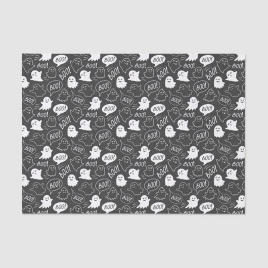 B&Wキュートドールハロウィーンパターン 薄葉紙 (正面)