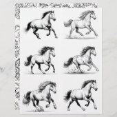 B&Wギャロピンホースラインアートスケッチ (正面/裏面)