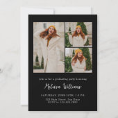 B&Wクラスはっきりした2024モダンの4枚の写真の卒業 招待状 (裏面)