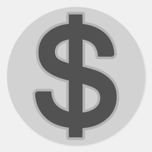 b&wグラフィックマネー記号 ラウンドシール (正面)