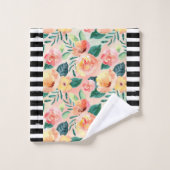 B&Wコーラルストライプのフローラルパターンタオルセット バスタオルセット (ウォッシュタオル)