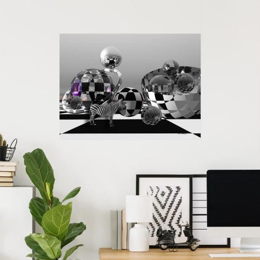 B&Wサイファイ世界のゼブラ ポスター (ホームオフィス)