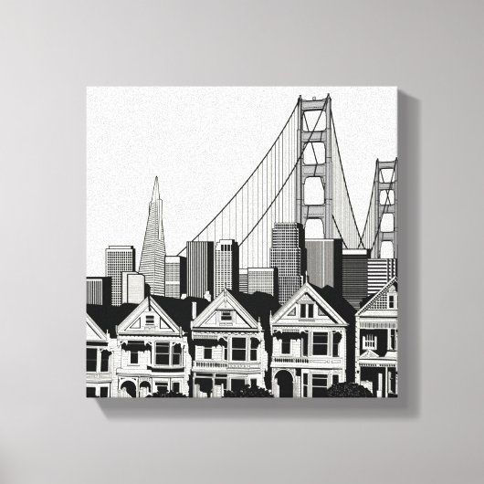 B&Wサンフランシスコカリフォルニア キャンバスプリント (正面)