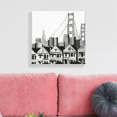 B&Wサンフランシスコカリフォルニア キャンバスプリント (インサイチュ (リビング))