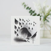 B&Wシュール光学錯覚抽象芸術フォレストカード (スタンド正面)