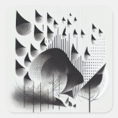 B&Wシュール光学錯覚抽象芸術フォレストカード スクエアシール (正面)