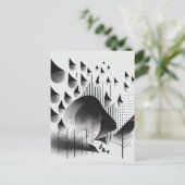 B&Wシュール光学錯覚抽象芸術フォレストカード ポストカード (スタンド正面)