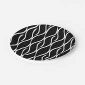B&Wシームレス波線パターン ペーパープレート (アングル)