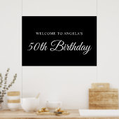 B&Wスクリプエレガントト50th誕生日へようこそ ポスター (キッチン)
