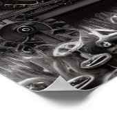 B&Wスチームパンクドッグ&トレイン ポスター (角)