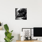 B&Wスチームパンクロボットレイヴン ポスター (ホームオフィス)