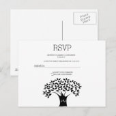 B&WツリーウェディングRSVPカード インビテーションポストカード (正面/裏面)
