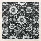 B&Wデイジー線量 ガラスコースター (正面)