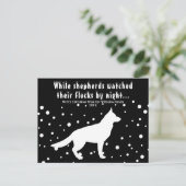 B&Wドイツモダンシェパードのクリスマスグリーティング シーズンポストカード (スタンド正面)