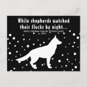 B&Wドイツモダンシェパードのクリスマスグリーティング シーズンポストカード (正面)