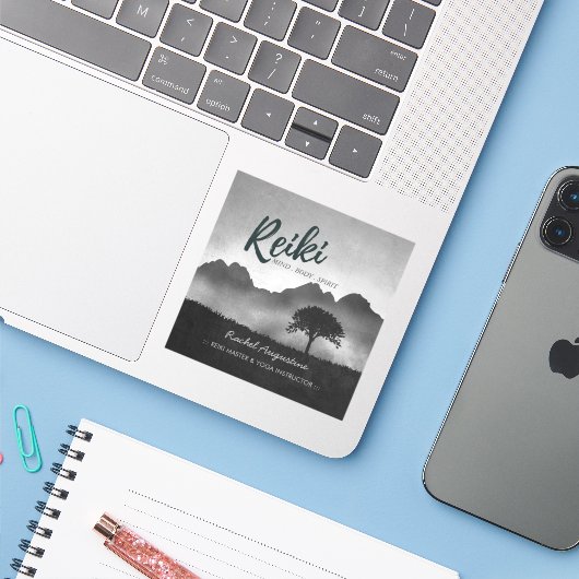 B&Wナチュラル霊気マスターヨガメディエーションインストラクター シール (ノートパソコンとiPhone)