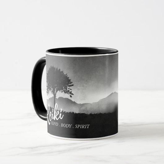 B&Wナチュラル霊気マスターヨガメディエーションインストラクター マグカップ (正面左)