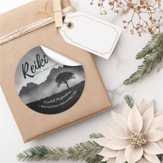 B&Wナチュラル霊気マスターヨガメディエーションインストラクター ラウンドシール