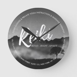 B&Wナチュラル霊気マスターヨガ仲介インストラクター ラウンド壁時計