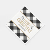 B&Wバッファローチェックブラウンクラフトメリークリスマス スタンダードランチョンナプキン (角)