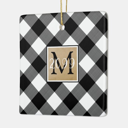 B&Wバッファローチェックモノグラムフォトキープサケ セラミックオーナメント (左)
