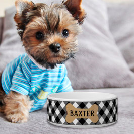 B&Wバッファローチェック犬の骨の名前 ボウル