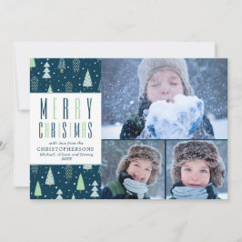 B&Wバッファローチェック金ゴールドブラウンメリークリスマスホリド シーズンカード