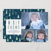 B&Wバッファローチェック金ゴールドブラウンメリークリスマスホリド シーズンカード (正面/裏面)