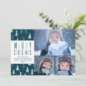 B&Wバッファローチェック金ゴールドブラウンメリークリスマスホリド シーズンカード (スタンド正面)