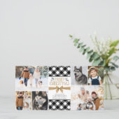 B&Wバッファローチェック金ゴールドブラウンメリークリスマス シーズンカード (スタンド正面)