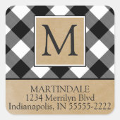 B&Wバッファローチェック&クラフト紙差出人住所 スクエアシール (正面)