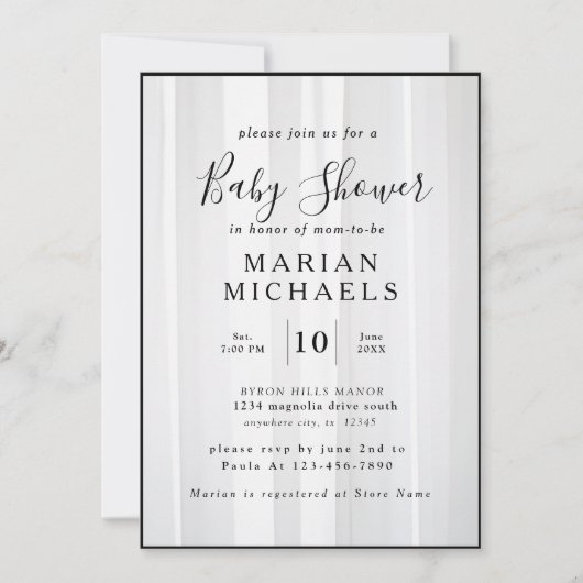 B&Wパーソナライズされたベビーシャワーのロマンス 招待状 (正面)