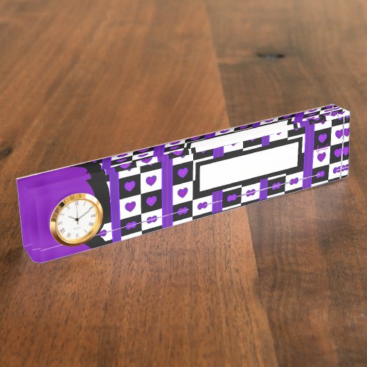 B&Wパープルハートの打ち付け デスクネームプレート (側面)